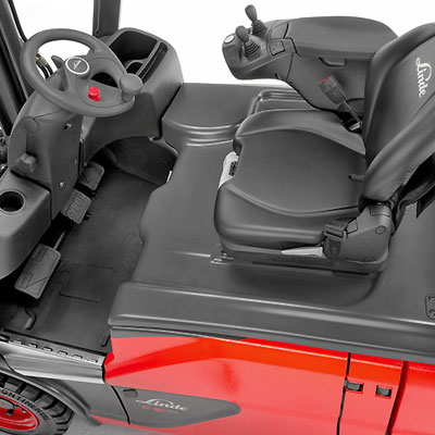 forklift hire linde series386 E12 E20L electric forklift linde operators compartment